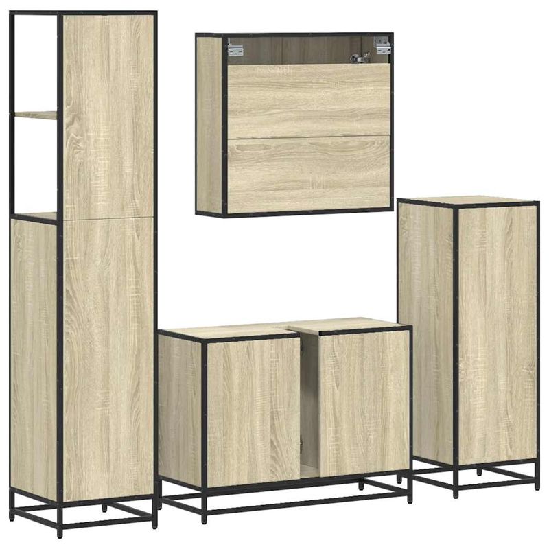Casa si Gradina - Mobilier - Seturi de mobilier - Seturi baie - Set de mobilier de baie din 4 piese din lemn de stejar Sonoma - Infinity.ro