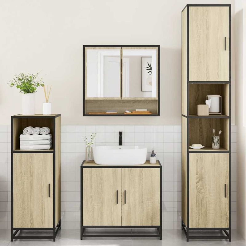 Casa si Gradina - Mobilier - Seturi de mobilier - Seturi baie - Set de mobilier de baie din 4 piese din lemn de stejar Sonoma - Infinity.ro