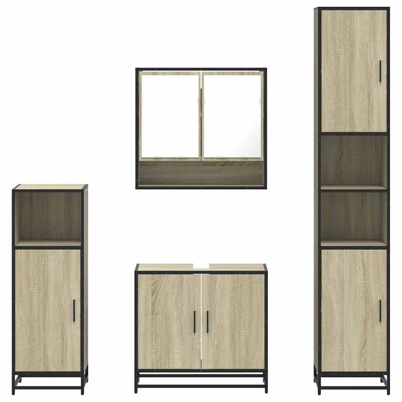 Casa si Gradina - Mobilier - Seturi de mobilier - Seturi baie - Set de mobilier de baie din 4 piese din lemn de stejar Sonoma - Infinity.ro