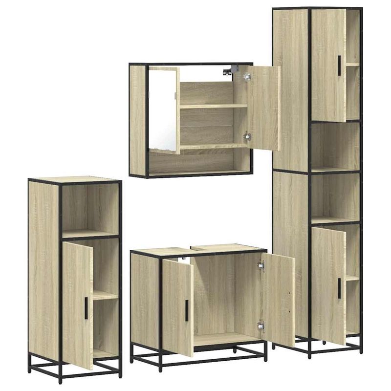 Casa si Gradina - Mobilier - Seturi de mobilier - Seturi baie - Set de mobilier de baie din 4 piese din lemn de stejar Sonoma - Infinity.ro
