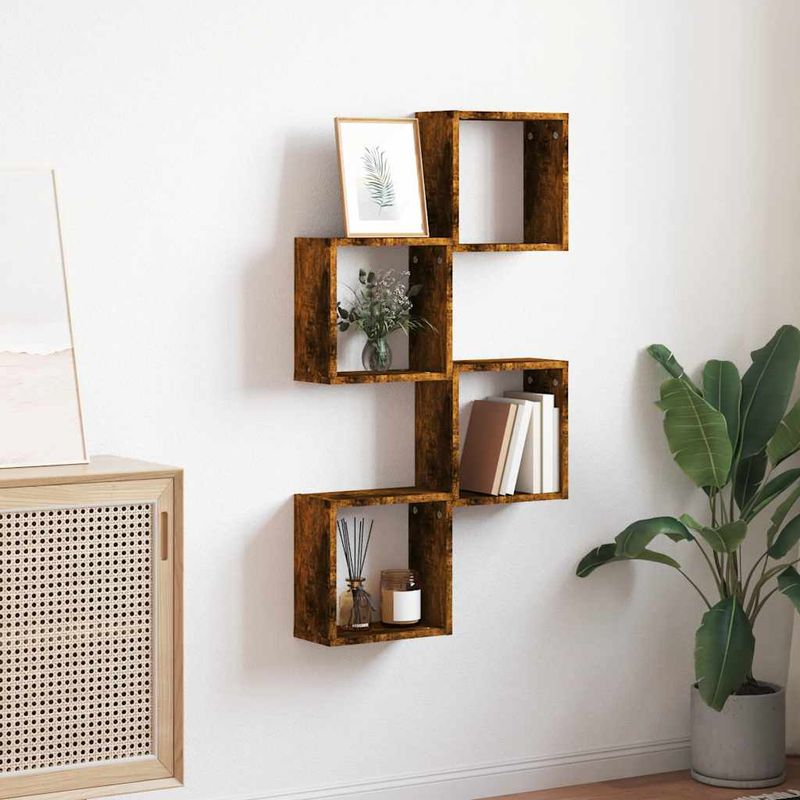 Casa si Gradina - Mobilier - Biblioteci si rafturi - Rafturi - Rafturi cuburi de perete 4 buc Stejar afumat 30x15x30 cm - Infinity.ro