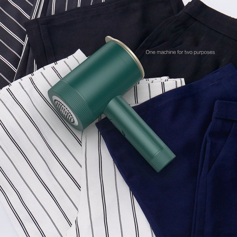 Electronice si Electrocasnice - Ingrijirea locuintei - Aspiratoare - Mini fier de calcat si aparat de curatat scamele si parul, 2 in 1, portabil, verde - Infinity.ro