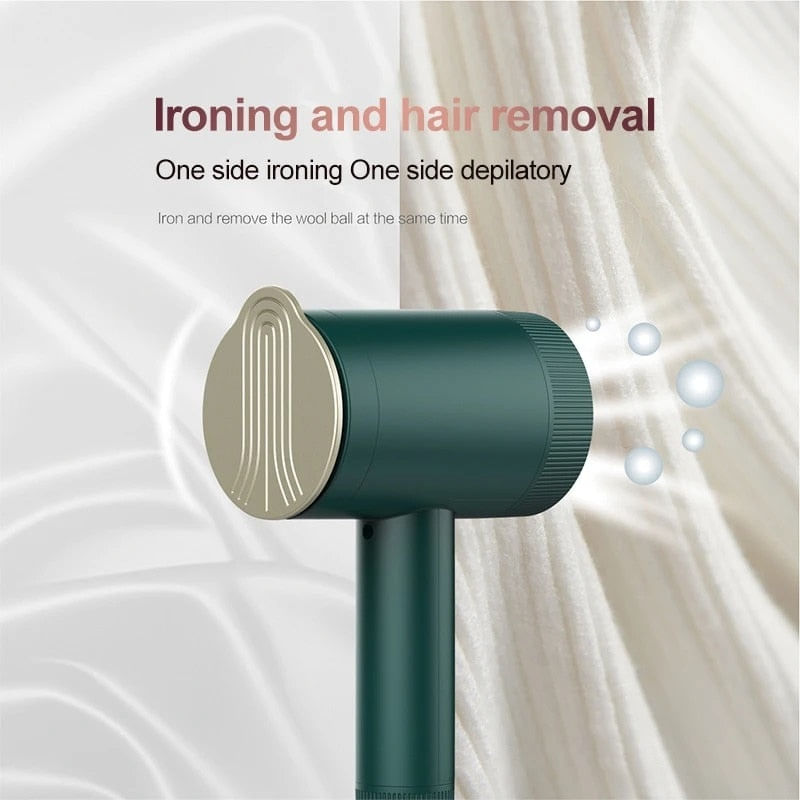 Electronice si Electrocasnice - Ingrijirea locuintei - Aspiratoare - Mini fier de calcat si aparat de curatat scamele si parul, 2 in 1, portabil, verde - Infinity.ro