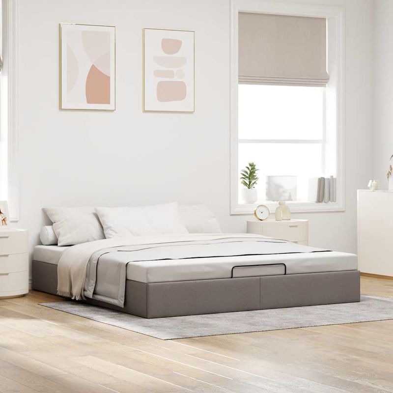 Casa si Gradina - Mobilier - Paturi si accesorii - Paturi - Cadru pat otoman fara saltea Taupe 180x200 cm tesatura - Infinity.ro