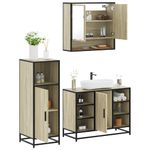 Casa si Gradina - Mobilier - Seturi de mobilier - Seturi baie - Set mobilier de baie, 3 piese, stejar sonoma, lemn prelucrat - Infinity.ro