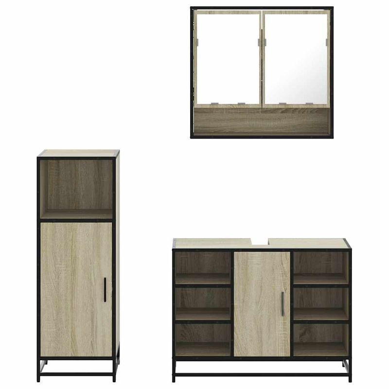 Casa si Gradina - Mobilier - Seturi de mobilier - Seturi baie - Set mobilier de baie, 3 piese, stejar sonoma, lemn prelucrat - Infinity.ro