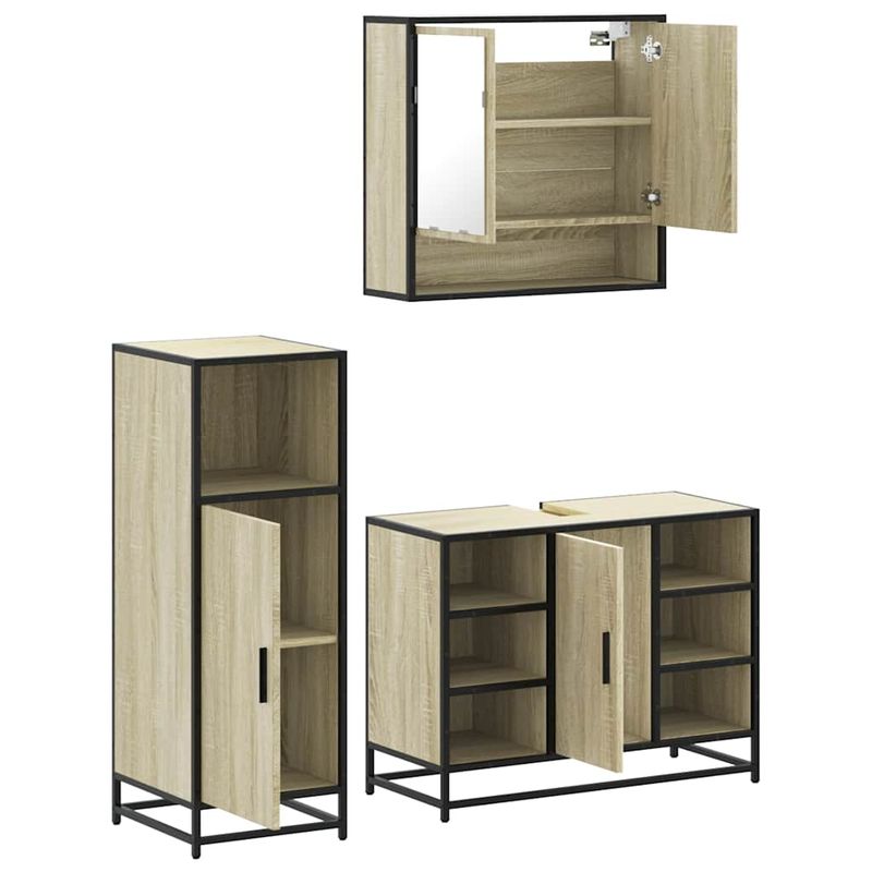 Casa si Gradina - Mobilier - Seturi de mobilier - Seturi baie - Set mobilier de baie, 3 piese, stejar sonoma, lemn prelucrat - Infinity.ro