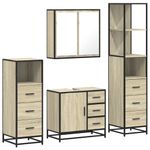Casa si Gradina - Mobilier - Seturi de mobilier - Seturi baie - Set de mobilier de baie din 4 piese din lemn de stejar Sonoma - Infinity.ro