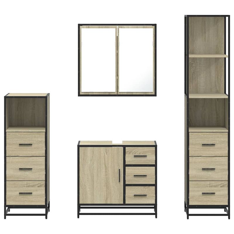 Casa si Gradina - Mobilier - Seturi de mobilier - Seturi baie - Set de mobilier de baie din 4 piese din lemn de stejar Sonoma - Infinity.ro