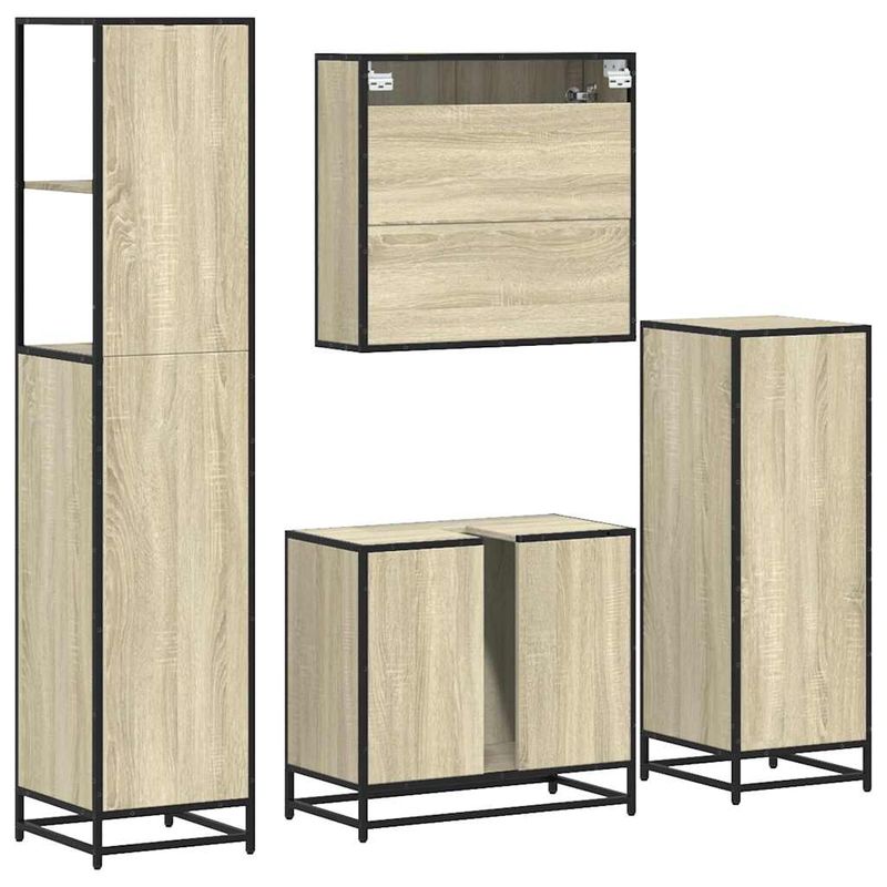 Casa si Gradina - Mobilier - Seturi de mobilier - Seturi baie - Set de mobilier de baie din 4 piese din lemn de stejar Sonoma - Infinity.ro