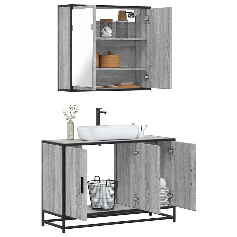 Casa si Gradina - Mobilier - Seturi de mobilier - Seturi baie - Set mobilier de baie, 2 piese, gri sonoma, lemn prelucrat - Infinity.ro