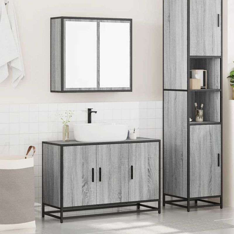 Casa si Gradina - Mobilier - Seturi de mobilier - Seturi baie - Set mobilier de baie, 2 piese, gri sonoma, lemn prelucrat - Infinity.ro