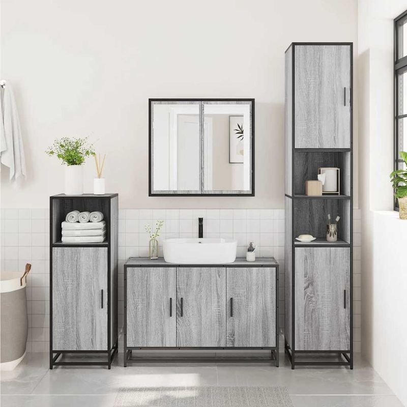 Casa si Gradina - Mobilier - Seturi de mobilier - Seturi baie - Set mobilier de baie, 2 piese, gri sonoma, lemn prelucrat - Infinity.ro