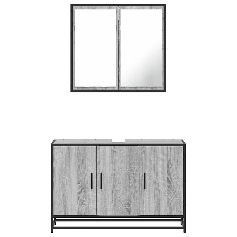 Casa si Gradina - Mobilier - Seturi de mobilier - Seturi baie - Set mobilier de baie, 2 piese, gri sonoma, lemn prelucrat - Infinity.ro