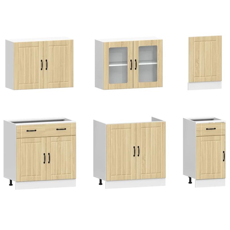 Casa si Gradina - Mobilier - Comode si corpuri - Corpuri bucatarie - Set dulap de bucatarie din 7 piese „Kalmar” lemn stejar Sonoma - Infinity.ro