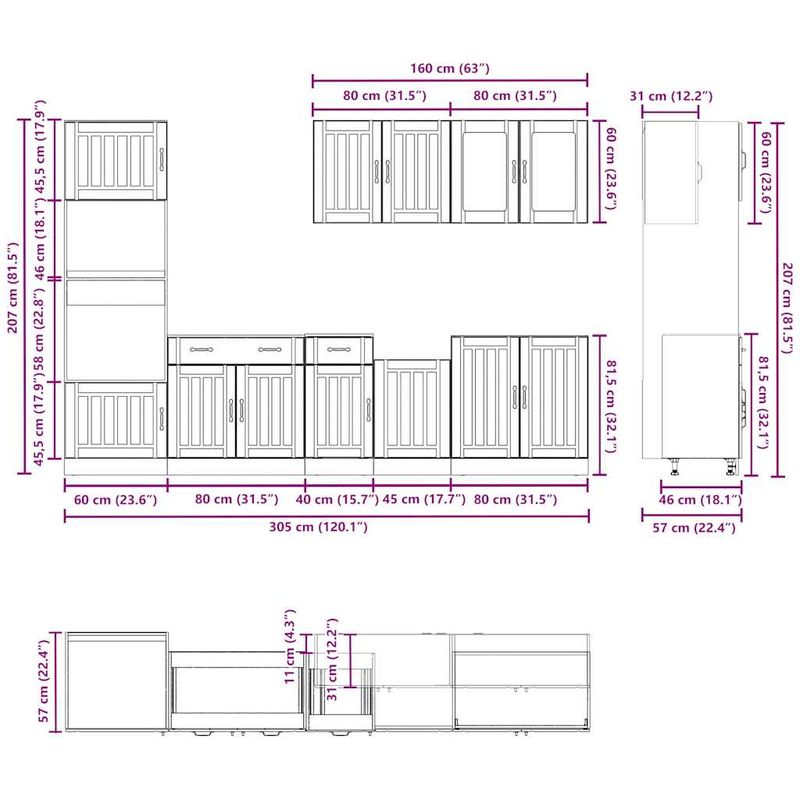 Casa si Gradina - Mobilier - Comode si corpuri - Corpuri bucatarie - Set dulap de bucatarie din 7 piese „Kalmar” lemn stejar Sonoma - Infinity.ro