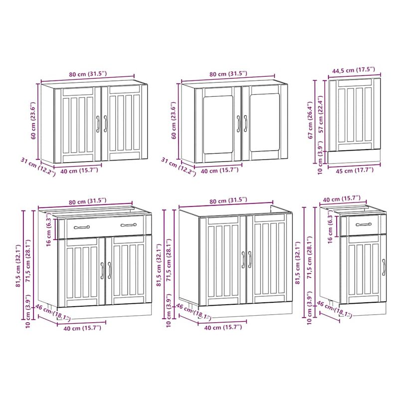 Casa si Gradina - Mobilier - Comode si corpuri - Corpuri bucatarie - Set dulap de bucatarie din 7 piese „Kalmar” lemn stejar Sonoma - Infinity.ro