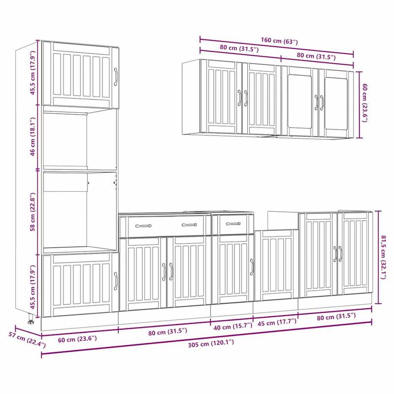 Casa si Gradina - Mobilier - Comode si corpuri - Corpuri bucatarie - Set dulap de bucatarie din 7 piese „Kalmar” lemn stejar Sonoma - Infinity.ro