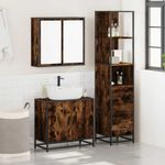 Casa si Gradina - Mobilier - Seturi de mobilier - Seturi baie - Set mobilier de baie, 3 piese, stejar fumuriu, lemn prelucrat - Infinity.ro