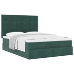Casa si Gradina - Mobilier - Paturi si accesorii - Paturi - Cadru de pat otoman cu saltele verde inchis 140x200cm catifea - Infinity.ro