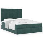 Casa si Gradina - Mobilier - Paturi si accesorii - Paturi - Cadru de pat otoman cu saltele verde inchis 140x200cm catifea - Infinity.ro