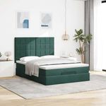 Casa si Gradina - Mobilier - Paturi si accesorii - Paturi - Cadru de pat otoman cu saltele verde inchis 140x200cm catifea - Infinity.ro
