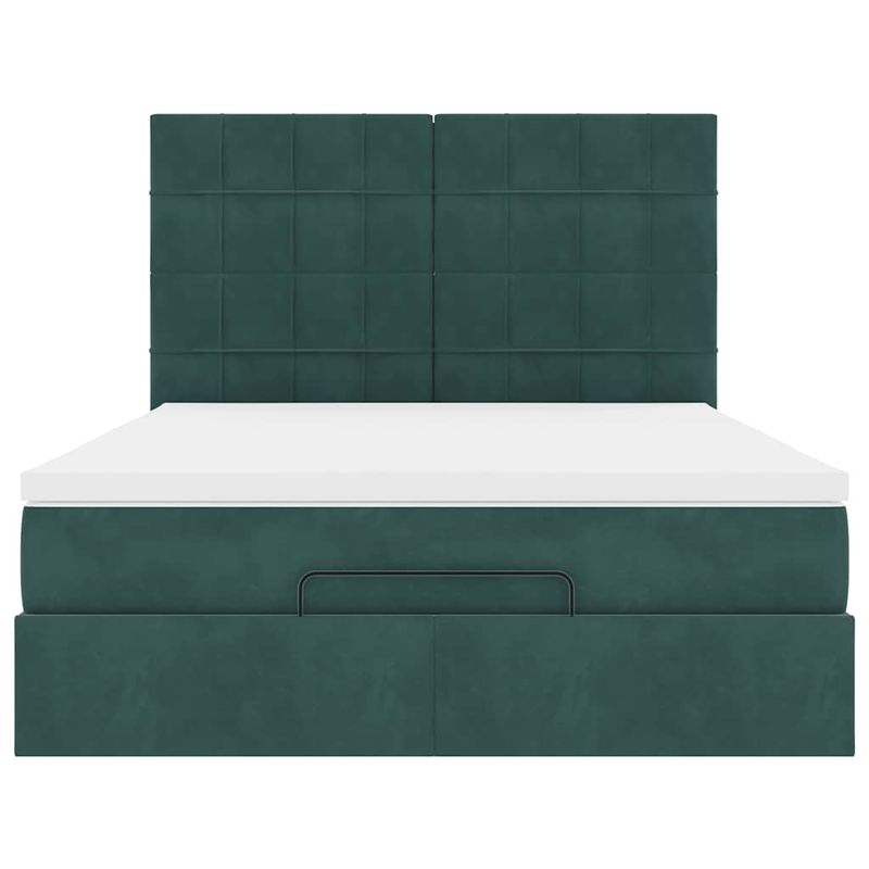 Casa si Gradina - Mobilier - Paturi si accesorii - Paturi - Cadru de pat otoman cu saltele verde inchis 140x200cm catifea - Infinity.ro