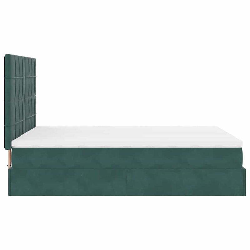 Casa si Gradina - Mobilier - Paturi si accesorii - Paturi - Cadru de pat otoman cu saltele verde inchis 140x200cm catifea - Infinity.ro