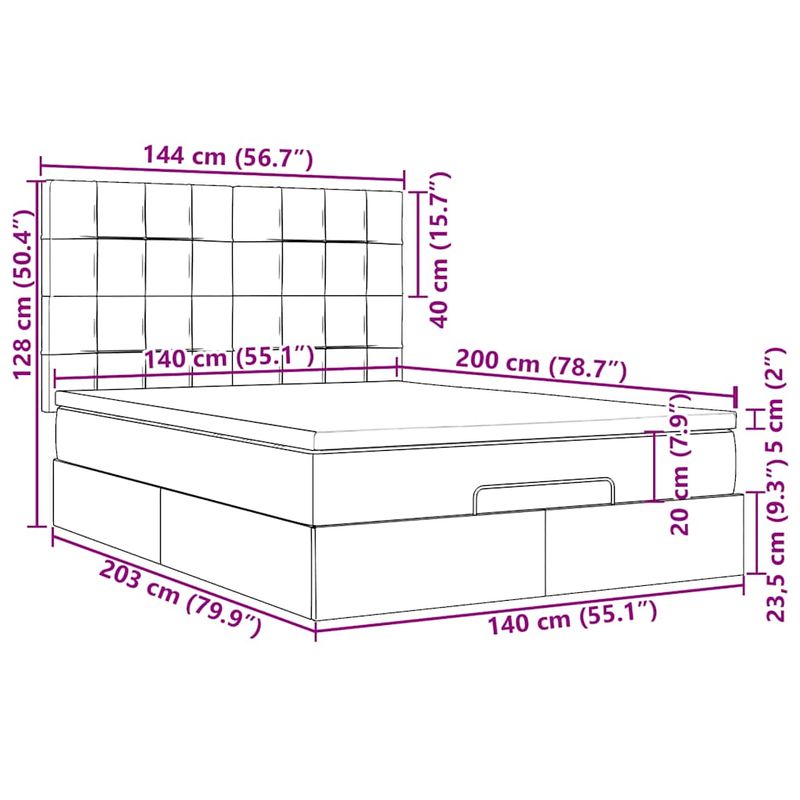 Casa si Gradina - Mobilier - Paturi si accesorii - Paturi - Cadru de pat otoman cu saltele verde inchis 140x200cm catifea - Infinity.ro