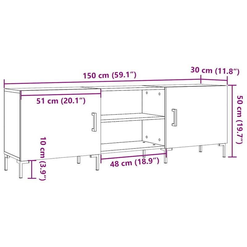 Casa si Gradina - Mobilier - Comode si corpuri - Comode - Dulap TV, stejar artizanal, 150x30x50 cm, lemn prelucrat - Infinity.ro