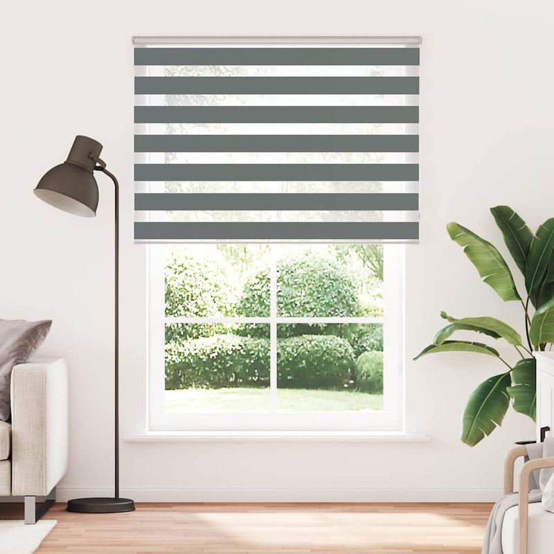 Casa si Gradina - Textile si covoare - Rulouri si jaluzele - Jaluzea tip zebra gri inchis latime tesatura 160,9 cm poliester, mărime 165x200 cm - Infinity.ro