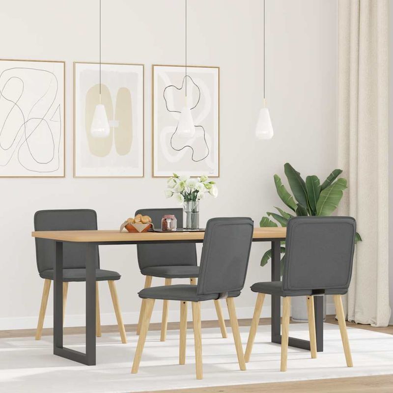 Casa si Gradina - Mobilier - Scaune si fotolii - Scaune - Scaune de bucatarie pivotante, 4 buc., gri inchis, textil - Infinity.ro