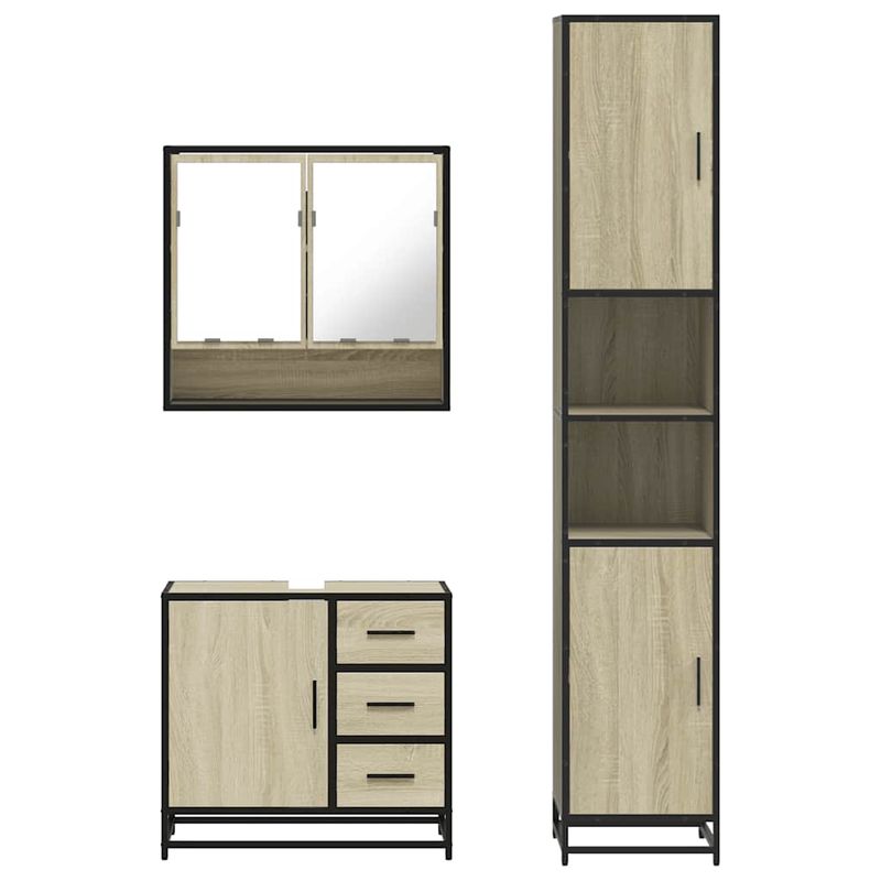 Casa si Gradina - Mobilier - Seturi de mobilier - Seturi baie - Set mobilier de baie, 3 piese, stejar sonoma, lemn prelucrat - Infinity.ro