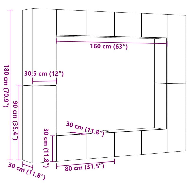 Casa si Gradina - Mobilier - Comode si corpuri - Comode - Dulapuri TV montate pe perete 1 buc Lemn vechi lemn prelucrat, lăţime 80 cm - Infinity.ro