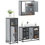 Casa si Gradina - Mobilier - Seturi de mobilier - Seturi baie - Set mobilier de baie, 3 piese, gri sonoma, lemn prelucrat - Infinity.ro