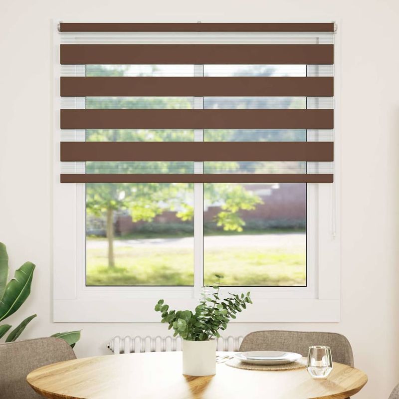 Casa si Gradina - Textile si covoare - Rulouri si jaluzele - Jaluzea tip zebra maro latime tesatura 120,9 cm poliester, mărime 125x150 cm - Infinity.ro
