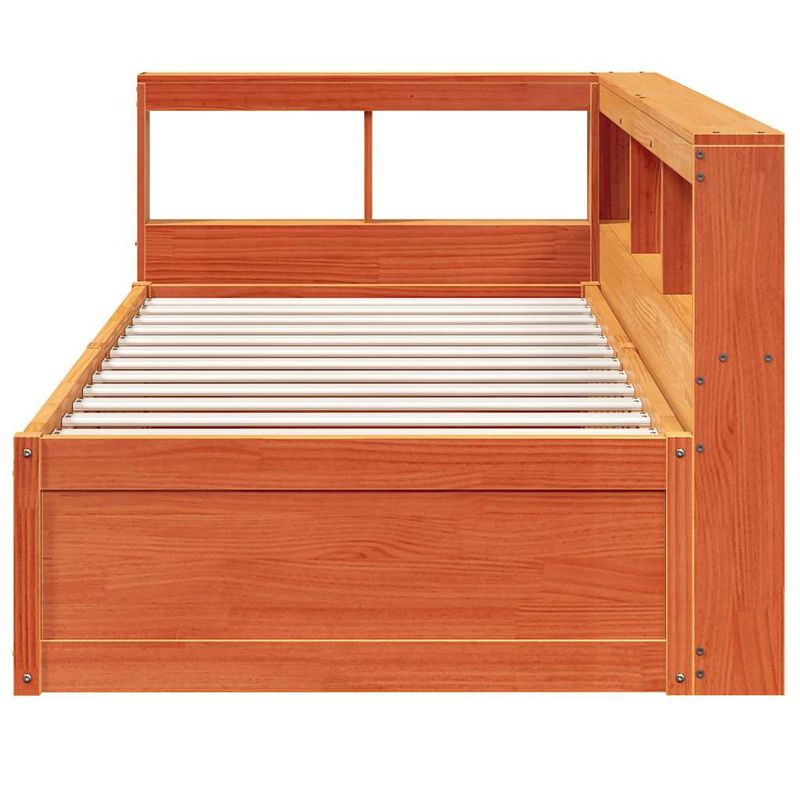 Casa si Gradina - Mobilier - Paturi si accesorii - Paturi - Pat cu biblioteca fara saltea, maro, 100x200 cm, lemn masiv pin - Infinity.ro