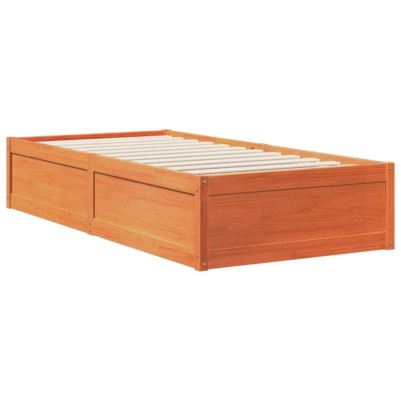 Casa si Gradina - Mobilier - Paturi si accesorii - Paturi - Pat cu biblioteca fara saltea, maro, 100x200 cm, lemn masiv pin - Infinity.ro