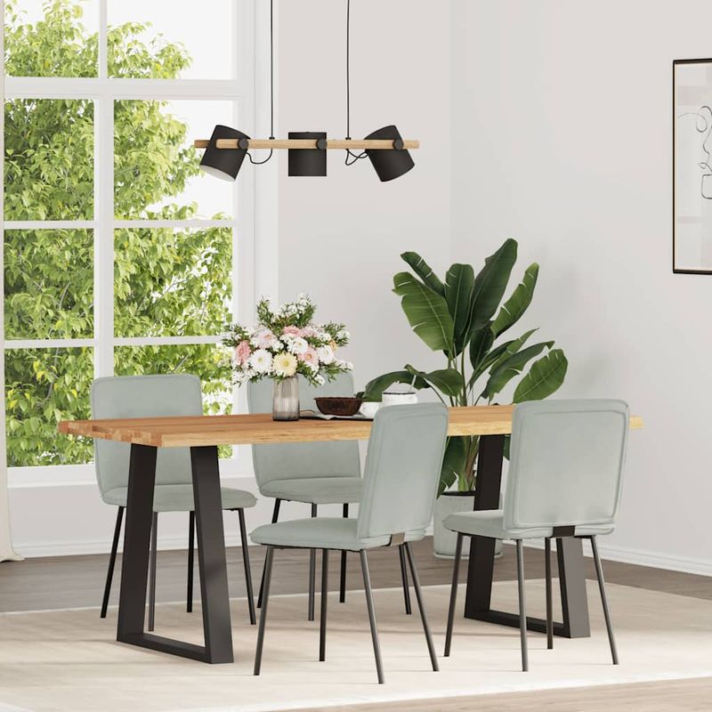Casa si Gradina - Mobilier - Scaune si fotolii - Scaune - Scaune de bucatarie, 4 buc., gri deschis, catifea - Infinity.ro