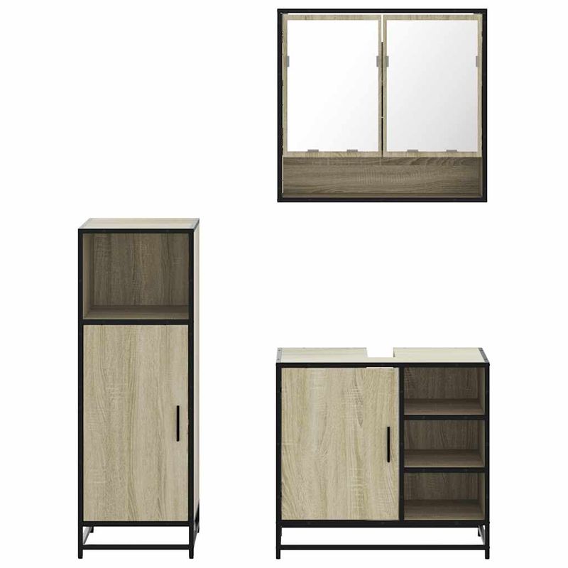 Casa si Gradina - Mobilier - Seturi de mobilier - Seturi baie - Set mobilier de baie, 3 piese, stejar sonoma, lemn prelucrat - Infinity.ro