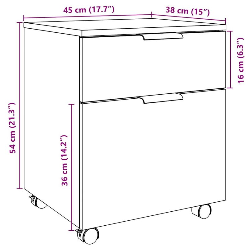 Casa si Gradina - Mobilier - Dulapuri si sifoniere - Dulapuri - Dulap mobil pentru fisiere cu roti Artisan Stejar Lemn - Infinity.ro
