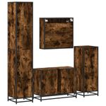 Casa si Gradina - Mobilier - Seturi de mobilier - Seturi baie - Set de mobilier de baie 4 piese Lemn prelucrat de stejar afumat - Infinity.ro