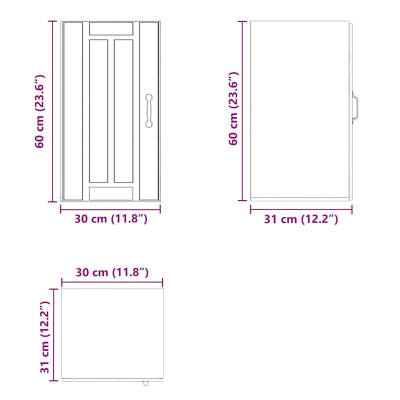 Casa si Gradina - Mobilier - Comode si corpuri - Corpuri bucatarie - Dulap de bucatarie „Lucca” din lemn de stejar artificial, mărime 30x31x60 cm, model 1x dulap de perete (1 ușă) - Infinity.ro