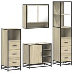 Casa si Gradina - Mobilier - Seturi de mobilier - Seturi baie - Set de mobilier de baie din 4 piese din lemn de stejar Sonoma - Infinity.ro