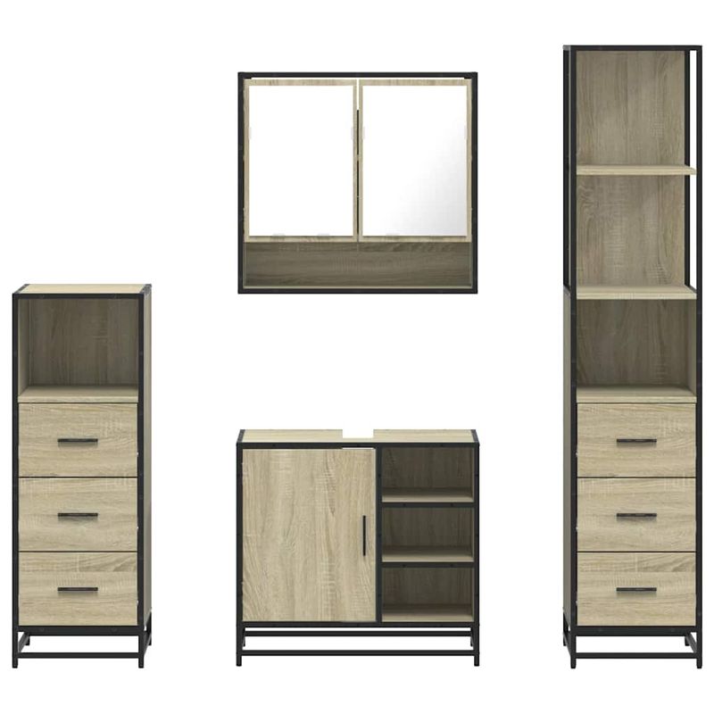 Casa si Gradina - Mobilier - Seturi de mobilier - Seturi baie - Set de mobilier de baie din 4 piese din lemn de stejar Sonoma - Infinity.ro