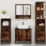 Casa si Gradina - Mobilier - Seturi de mobilier - Seturi baie - Set de mobilier de baie 4 piese Lemn prelucrat de stejar afumat - Infinity.ro