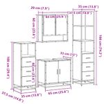 Casa si Gradina - Mobilier - Seturi de mobilier - Seturi baie - Set de mobilier de baie 4 piese Lemn prelucrat de stejar afumat - Infinity.ro