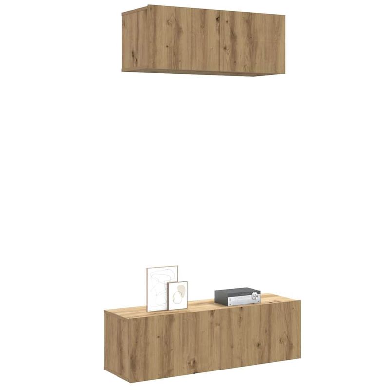 Casa si Gradina - Mobilier - Seturi de mobilier - Seturi living - Set dulap TV 2 piese montat pe perete Stejar artizanal - Infinity.ro
