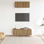 Casa si Gradina - Mobilier - Seturi de mobilier - Seturi living - Set dulap TV 2 piese montat pe perete Stejar artizanal - Infinity.ro