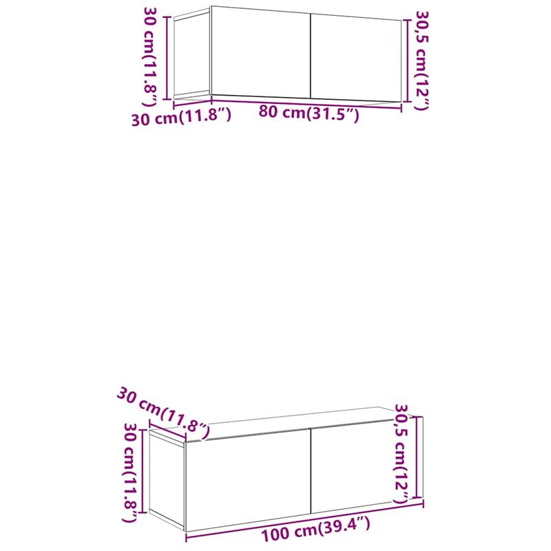 Casa si Gradina - Mobilier - Seturi de mobilier - Seturi living - Set dulap TV 2 piese montat pe perete Stejar artizanal - Infinity.ro
